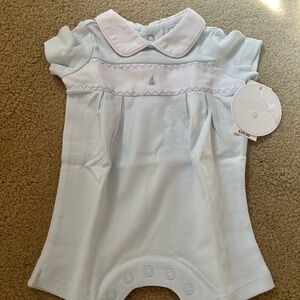 Baby Blue Romper with Sailboat Embroidery